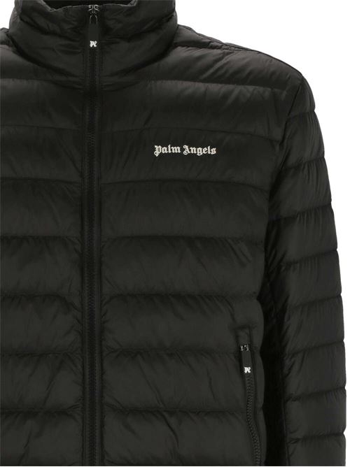 Black down jacket with logo print on the chest PALM ANGELS | PMED045S24FAB0011003